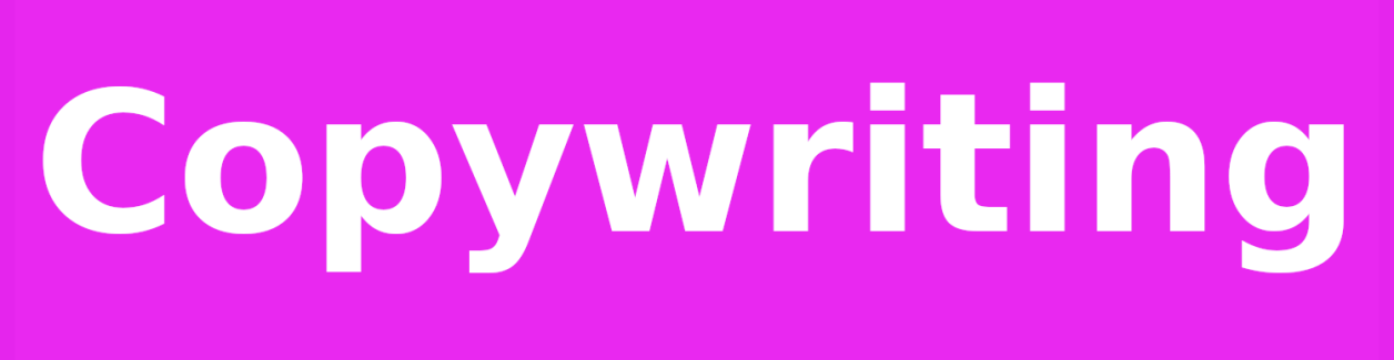 Een roze knop met het woord 'Copywriting'